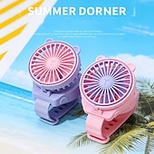 levne Stolní ventilátory-Přenosný náramkový ventilátor pro děti, nositelný osobní ventilátor s hodinkami pro dívky a chlapce, USB dobíjecí mini ventilátor s nastavitelným úhlem, malý hands-free ventilátor do školy, na cesty,