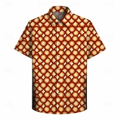  Retrò Vintage Hippie Anni '70 Camicia Maniche corte Hippie Geometrico Illusione ottica Retrò Costume Per uomo Festival Musicale Feste Abbigliamento quotidiano Adulti Camicia Primavera & Estate