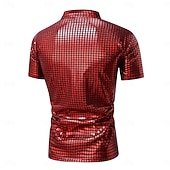 ieftine Topuri-Retro / vintage Discotecă Anii 1980 Tricou Tricou POLO Mâneci scurte Disc Metalic strălucitor Metalic cadrilat Costume de fancy Bărbați Carnaval Petrecere Măr Adulți Cămașă Primavara vara