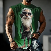 abordables T-shirts 3D-Homme A Ombre Vieil Homme Sous-Vêtements Sans manches T-shirt Impression 3D Col ras du cou Chemise Drôle Occasionnel Quotidien Rue Bleu Noir Rouge Printemps &amp; Été Vêtement Tenue S M L XL 2XL 3XL