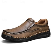 economico Scarpe Casual Slip-On-Mocassini casual da uomo marroni, cuciti a mano, comodi da indossare tutti i giorni, per viaggiare, guidare, per l'ufficio, per il fine settimana e per uno stile casual elegante e rilassato.