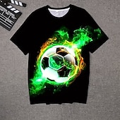 baratos Menino 3D Esportes &amp; Jogo-Para Meninos 3D Gráfico Futebol Americano Camisetas de futebol Camisa Camiseta Manga Curta Impressão 3D Verão Primavera Esportes Moda Roupa de rua Infantil 4-12 anos Gola Redonda Casual Diário Ao ar