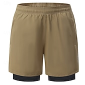 baratos Calções de corrida-Homens Shorts de Corrida Calções atléticos Shorts de Academia Bolsos 2 em 1 Com forro de compressão Calção Casual Diário Esporte Verão Primavera Secagem Rápida Leve Pavio Humido Treino de Ginástica