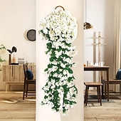 ieftine Flori Artificiale-2 flori artificiale suspendate rezistente la UV, plante violete multifuncționale din plastic pentru decorare interioară/exterioară, perfecte pentru Ziua Îndrăgostiților, Paște, Ziua Mamei, Ziua