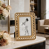 cheap Sculptures-Modern Minimalist Resin Photo Frame, 3D Fish Scale Pattern Decorative Picture Frame with Hollow Design, Tabletop Home Decor Frame for Family Photos, Bedroom Desk Shelf Display Decoration