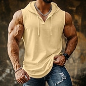 preiswerte Fitness Tank-Tops-Herren Tank Top Weste Unterhemd Ärmelloses Shirt Ärmellos Mit Kapuze Sommer Einfach Mode Designer Lässig Mit Kapuze Lässig Outdoor Fitnessstudio Schwarz Weiß Gelb Top T-Shirt für Herren