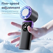 economico Luci e lanterne da campeggio-Ventilatore portatile Turbo Fan ricaricabile tramite USB, ideale per collo e mani, con luce notturna integrata, 5 velocità regolabili, testa girevole, mini ventilatore personale per raffreddamento in ambienti interni, esterni, viaggi e campeggio.