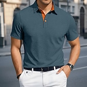 economico Polo classica da uomo-Per uomo Testurizzato Polo a Maglia Waffle Casuale Affari Classico Manica Corta Moda Moderno Tinta unica Asciugatura Rapida Bottoni Estate Primavera Vestibilità regolare Blu Nero Bianco Blu marino