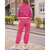 levne teplákové soupravy-Dámské Fotbalové léto Sportovní oblečení z 80. let Globální shoda Šňůrky Vydutý Barevné bloky sako Sportovní oblečení sada Léto Jaro Červená Modrá Cvičení v tělocvičně Běhání Běh Voděodoln