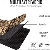 billiga Sätesövdrag till bilen-Leopardmönstrade bilsätesöverdrag komplett set, universal passform gepard bilsätesskydd för kvinnor och flickor, fram- och baksätesöverdrag med nackstödsskydd, söt bildekor (flerfärgad)