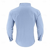 cheap Vacation-Men's Shirt Linen Shirt Popover Shirt Summer Shirt Beach Shirt Geometric Casual Vacation Black White Pink Navy Blue Long Sleeve Stand Collar Summer Spring Clothing Apparel Buttons