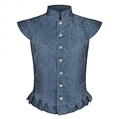 billige Topper-Retro / vintage Kostymer i middelalderstil Renessanse سترة Ermeløs Prins Adelsmann Jacquardvevnad Høy krage Kostyme Herre Royal Maskerade Renessansemesse LARP Voksne Vest