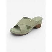 abordables Sandalias Cómodas-Sandalias de cuña con tiras cruzadas y pedrería verde para mujer: cómodas sandalias sin cordones con plantilla acolchada y tacón brillante de punta abierta, ideales para vacaciones y fiestas en el