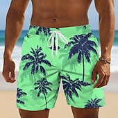  Herren Kokospalme Farbverlauf Tropische Pflanzen Badehosen Badeanzüge Badeshorts Boardshorts Mittlere Taille Hawaiianisch Outdoor Urlaub Alltagskleidung Seitentaschen Netzfutter Elastischer Kordelzug