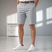 olcso munka rövidnadrág-Férfi Rövidnadrágok Ruha Rövidnadrág Munkanadrág Golf shortok Zseb Rugalmas derék Sima Sima Egyszínű Mokaszinok Légáteresztő Térd feletti Hétköznapi koktél Üzleti Divat Utcai sikk Sötétkék Szürke Nem