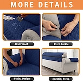 olcso Kanapé huzat-vízálló, megfordítható kanapéhuzat 3 párnára, háziállatbarát kanapéhuzat kutyáknak, mosható bútorvédő huzat csúszásgátló rugalmas pánttal