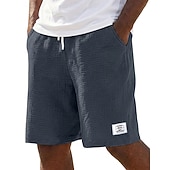 voordelige Klassiek-Voor heren Korte broek Linnen korte broek Zomer korte broeken Strandshorts Trekkoord Elastische taille Effen Comfort Ademend Knielengte Dagelijks Buiten Feestdagen Vakantie Modieus blauw Zwart