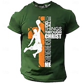  Herre Bibelen Basketball Silhuett Oransje Kors Jeg Kan Gjøre Alle Ting Gjennom Kristus Som Styrker Meg Kristent Religiøs T-skjorte Grafisk Casual Kort Erme Gym Kirke Slitasje Designer Klær