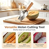 cheap Kitchen Utensils &amp; Gadgets-3 Pcs Triangle Watermelon Cutter, Stainless Steel Watermelon Slicer with Wooden Handle Melon Slicer, Stainless Steel Watermelon Slicer Tool for Home Kitchen Camping Picnic