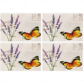 Χαμηλού Κόστους Placemats &amp; Coasters &amp; Trivets-Σουπλά τραπεζαρίας από ύφασμα με λουλούδια και πεταλούδα τεσσάρων εποχών, υφασμένο ορθογώνιο τραπεζομάντιλο 100% πολυεστέρα, σχέδιο με λουλουδάτο μοτίβο λιβελούλας πεταλούδας, πλένεται στο πλυντήριο,
