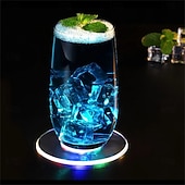 voordelige Decoratieve lichten-3 stuks LED-onderzetters van acryl voor cocktails, met een flitsende basis en ultradunne LED-verlichting, perfect als decoratie voor je bartafel.