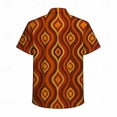  Retro / vintage Hippie 1970erne قميص Korte ermer Hippie Geometrisk Linjer / bølger Kostyme Herre musikk festival Fest Dagligdagstøy Voksne Trøye Vår sommer