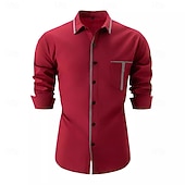 baratos Camisas de botões masculinas-Homens Camisa Social Saia camisa de botão Camisa não de ferro Bloco de cor Casual Diário Branco Vermelho Azul Marinha Caqui Manga Longa Aberto para a Lateral Primavera Primavera &amp; Outono Roupa