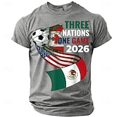 economico Magliette da sport e palestra-Coppa di calcio 2026, tre nazioni, partita unica 2026, USA, Canada, Messico, pallone da calcio, porta, rete, Nord America, torneo di calcio, maglietta sportiva per tifosi, grafica, vestibilità