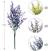  9 Bündel künstliche Lavendelblüten, UV-beständige Kunstblumen und künstliche Sträucher aus Kunststoff für den Außenbereich, geeignet für Fenster, Haus und Garten.