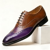 economico Κλασικά Παπούτσια-Men's Yellow and Green Wingtip Oxford Shoes with Brogue Detail and Colorblock Design, Vintage Statement Dress Shoes for Stylish Men, Ideal for Weddings, Parties, Banquets and Fashion Events