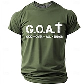  Herre Bibelen GOAT Gud Over Alle Ting Kristent Kors Logo Religiøs Tro Minimalistisk Akronym T-skjorte Grafisk Casual Kort Erme Kirke Slitasje Daglig Gave Designer Klær