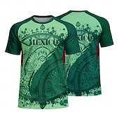  Herren-Fußballtrikot im Azteken-Stil, inspiriert von Mexiko, sportliches Sommer-Kurzarmshirt, UPF 50+, schnelltrocknend, atmungsaktiv, 2026, Fußballfan-T-Shirt, Turnier, Fußball, Fitnessstudio,