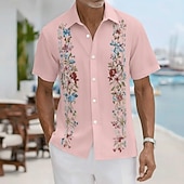 economico Modello etnico-Per uomo Stampa Floreale Etnico Fiori Camicia Camicia Guayabera Camicia con Bottoni Manica Corta Vintage Retrò Quotidiano All'aperto Vacanza Estate Primavera Collo ripiegato Stampa 3D Camicia tipo