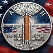 voordelige 250e Verjaardag van de VS-Herdenkingsmunt voor de Artemis II-maanmissie, eerbetoon aan de bemande maanmissie in 2026, astronaut &amp;Raket als verzamelobject, historisch aandenken aan het Amerikaanse ruimteprogramma.