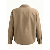 preiswerte Wesentliche Falsche Hemden-Damen Knopfleiste Langes Baumwolltop Weißes Baumwolltop Weiße Baumwollbluse Tasche Knöpfe Einfach Streetwear Lässig Langarm Hemdkragen Normale Oberteile Täglich Geschäft Büro Weiß Khaki Frühling