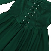 levne Šaty-Středověké Renesanční ozdobný Po kotníky Šaty Dlouhé rukávy Víla Korzet Pevná barva Maškarní kostým Dámské Fantazie předvečer Všech svatých Karneval Plesová maškaráda Renesanční jarmark Retro