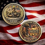 cheap U.S. 250th Anniversary-Vietnam Veterans Commemorative Coin, Patriotic Collectible Challenge Coin Honoring Service &amp; Sacrifice, All Gave Some Some Gave All Design with Soldier &amp; Flag, Durable Metal Souvenir for Display