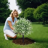 abordables Flores artificiales-Estaca de lavanda artificial de 20 pulgadas para decoración de exteriores, estacas blancas para jardín. &amp;Césped, plástico resistente que no se decolora, decoración para todas las estaciones.