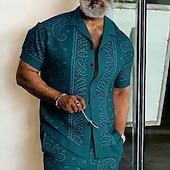 economico Modello etnico-Per uomo Paisley Stampa Floreale Etnico Camicia Camicia con Bottoni Camicia con collo camp Manica Corta Vintage Retrò Abbigliamento casual alla moda Vacanza Estate Primavera Colletto cubano Stampa 3D