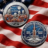  Gedenkmünze zur Artemis-II-Mondmission, Hommage an die bemannte Mondrückkehr 2026, Astronaut &Raketen-Sammlerstück, historisches Erinnerungsstück des US-Raumfahrtprogramms