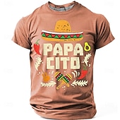  Men's Papacito Mexican Sombrero Cinco De Mayo Fiesta Funny Father's Day T Shirt Graphic Casual Short Sleeve Olive Green Chili Pepper Avocado Maracas Gift Designer Clothing Apparel S M L XL XXL XXXL