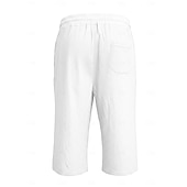 ieftine Vacanţă-Bărbați Pantaloni scurți din in Pantaloni scurți de vară Pantaloni scurți de plajă Cordon Buzunar Talie elastică Culoare solida Confort Respirabil Lungime gambă Casual Zilnic Plajă Vacanță Modă Negru
