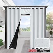 preiswerte Wasserdichte Vorhänge-Wasserdichter, verdunkelnder, grauer Terrassenvorhang mit Ösenaufhängung, wärmeisolierend und blickdicht für Pergola, Pavillon, Veranda, Terrasse, Balkon, Gartenhaus und Garten.