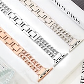 abordables Bracelets Apple Watch-Bracelet Bijou Compatible avec Bracelet Apple Watch 38mm 40mm 41mm 42mm 44mm 45mm 46mm 49mm Paillettes Chaîne double Luxe Alliage Bracelet de remplacement pour iwatch Ultra 3 2 Series 11 10 9 8 7 SE