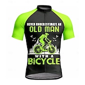 economico Maglie da uomo-Per uomo Maglia da Ciclismo Grafico Lettere &amp; Numeri Manica Corta Bicicletta Maglietta Maglia Top con 3 tasche posteriori Resistente ai Raggi UV Asciugatura Rapida Cerniera Frontale Strisce