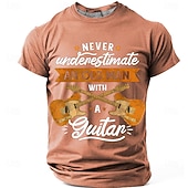  Men's Never Underestimate An Old Man With A Guitar Crossed Guitars Stars Vintage Retro Funny Humor T Shirt Tee Graphic Regular Fit Father's Day Birthday Gift Designer Clothing Apparel S M L XL XXL XXX