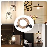 tanie Design klastrowy-15 stóp z 1 wtyczką do lampy wiszącej, 23 stopy z 3 wtyczkami do lampy wiszącej, lampy wiszące z przewodem wtykowym, zestaw lamp wiszących z konopnej liny z dwustopniowym przełącznikiem, zestawy lamp