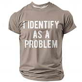  Tricou bărbătesc cu mesajul „Mă identific drept o problemă”, amuzant, sarcastic, retro, grafică, croială regulată, casual, bleumarin, îmbrăcăminte de designer, mărimea S, M, L, XL, 2XL, 3XL