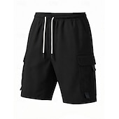 voordelige Vakantie-Voor heren Ladingbroek Cargoshorts Korte broek Casual korte broek Zak Elastische taille Effen Knielengte Casual Buiten Streetwear Modieus Streetwear Zwart Marineblauw Inelastisch