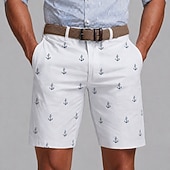 cheap Printed Shorts-Men's Nautical Anchor Bermuda Shorts Casual Shorts Golf Shorts Mid Waist Business Casual Work Beach Sports Outdoor Flat Front Shorts with 4 Pockets Designer Clothing Apparel